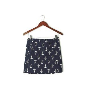J Crew Navy Blue Anchor Mini Skirt with pockets